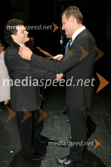 Aleksej Baklan, dirigent in Danilo Rošker, direktor SNG MariborHrestač, premiera baleta v SNG Maribor