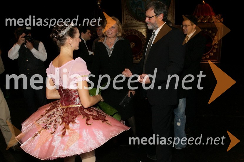 Alenka Ribič Laufer, balerina, prof. dr. Ivan Rozman, rektor Univerze v Mariboru in njegova soproga dr. Janja Črčinovič RozmanHrestač, premiera baleta v SNG Maribor