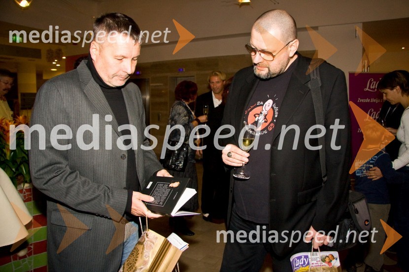 Bojan Požar, glavni in odgovorni urednik spletnega časopisa Požareport in Max Modic, fotografMojih prvih 100, izid knjige Erazma B. Pintarja