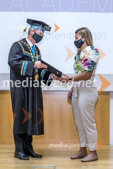 prof. dr. Zdravko Kačič, rektor Univerze v Mariboru;  Metka Lobnik, judoistka, najbolj perspektivna športnica Maribora v letu 2018Slovesnost ob Dnevu univerze Maribor