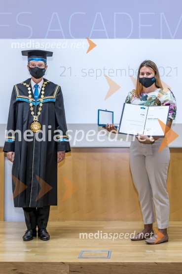 prof. dr. Zdravko Kačič, rektor Univerze v Mariboru;  Metka Lobnik, judoistka, najbolj perspektivna športnica Maribora v letu 2018Slovesnost ob Dnevu univerze Maribor