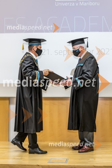 prof. dr. Zdravko Kačič, rektor Univerze v Mariboru;  dr. Roger Watson, častni doktor, Fakulteta za zdravstvene vede UMSlovesnost ob Dnevu univerze Maribor