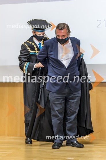 prof. dr. Zdravko Kačič, rektor Univerze v Mariboru;  Drago Jančar, pisatelj, častni doktor, Filozofska fakulteta UMSlovesnost ob Dnevu univerze Maribor