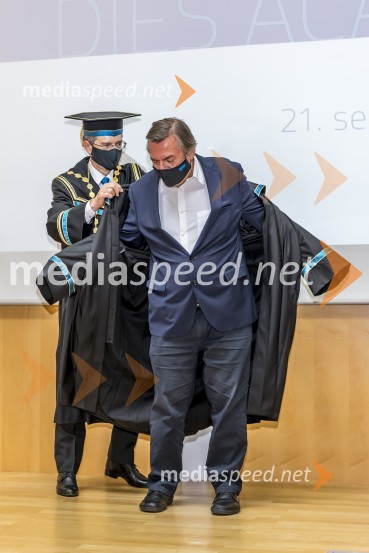 prof. dr. Zdravko Kačič, rektor Univerze v Mariboru;  Drago Jančar, pisatelj, častni doktor, Filozofska fakulteta UMSlovesnost ob Dnevu univerze Maribor