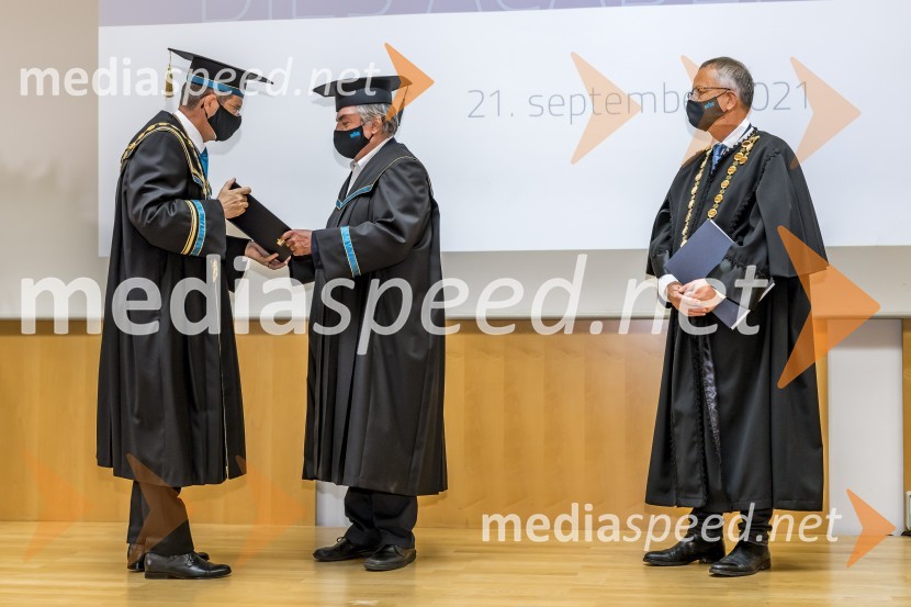 prof. dr. Zdravko Kačič, rektor Univerze v Mariboru;  Drago Jančar, pisatelj, častni doktor, Filozofska fakulteta UM;  dr. Darko Friš, dekan Filozofska fakulteta UMSlovesnost ob Dnevu univerze Maribor