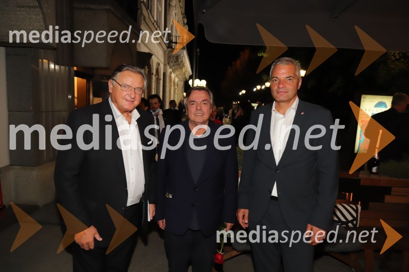  Dušan Mlakar, režiser;  Drago Jančar, pisatelj;  Aleksander Saša Arsenovič, župan, Mestna občina MariborTo noč sem jo videl, premiera drame, SNG Maribor