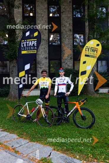 Matjaž Rakovec, župan Mestne občine Kranj;  Matej Mohorič, cestni kolesar, ambasador L'EtapeV Kranju predstavili L'Étape Slovenia by Tour de France