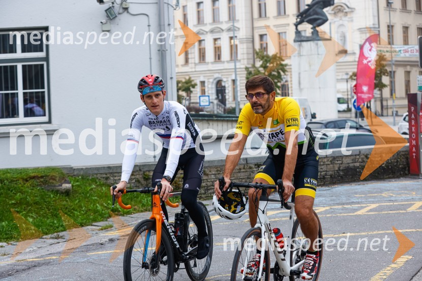  Matej Mohorič, cestni kolesar, ambasador L'Etape;  Matjaž Rakovec, župan Mestne občine KranjV Kranju predstavili L'Étape Slovenia by Tour de France
