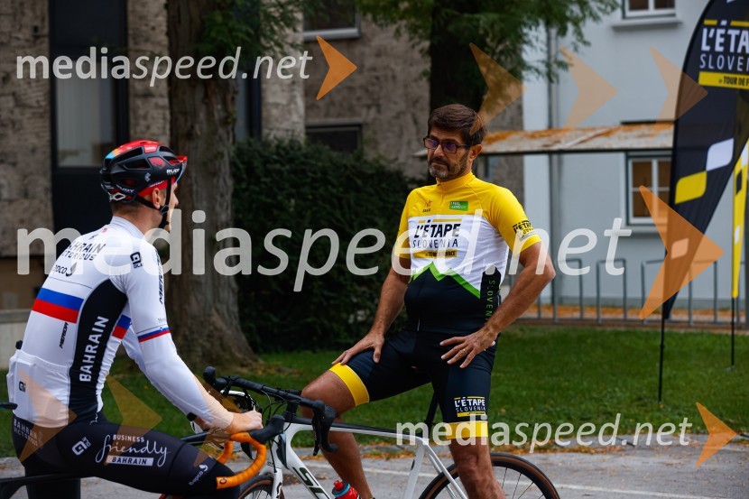 Matej Mohorič, cestni kolesar, ambasador L'Etape;  Matjaž Rakovec, župan Mestne občine KranjV Kranju predstavili L'Étape Slovenia by Tour de France