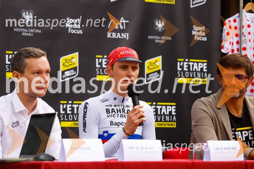  ... ;  Matej Mohorič, cestni kolesar, ambasador L'Etape;  Matjaž Rakovec, župan Mestne občine KranjV Kranju predstavili L'Étape Slovenia by Tour de France