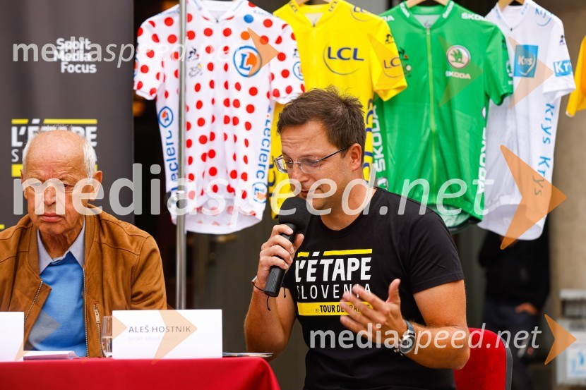  Franc Hvasti, nekdanji kolesar, trener in selektor;  Aleš HostnikV Kranju predstavili L'Étape Slovenia by Tour de France