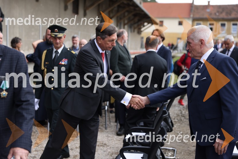  Borut Pahor, predsednik Republike Slovenije; prof. dr. Ludvik Toplak,  predsednik Alma Mater Europaea, nekdanji rektor UMOdprtje muzeja Stalag XVIII-D, Maribor