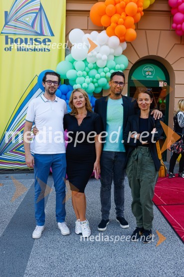  Jan Lah, vodja, Hiša Iluzij;  ... ;  Dejan  Grbić, direktor Hiše iluzij;  Alenka ProtićPrva razstava poslikav - iluzij na človeških telesih ob 5. obletnici Hiše iluzij