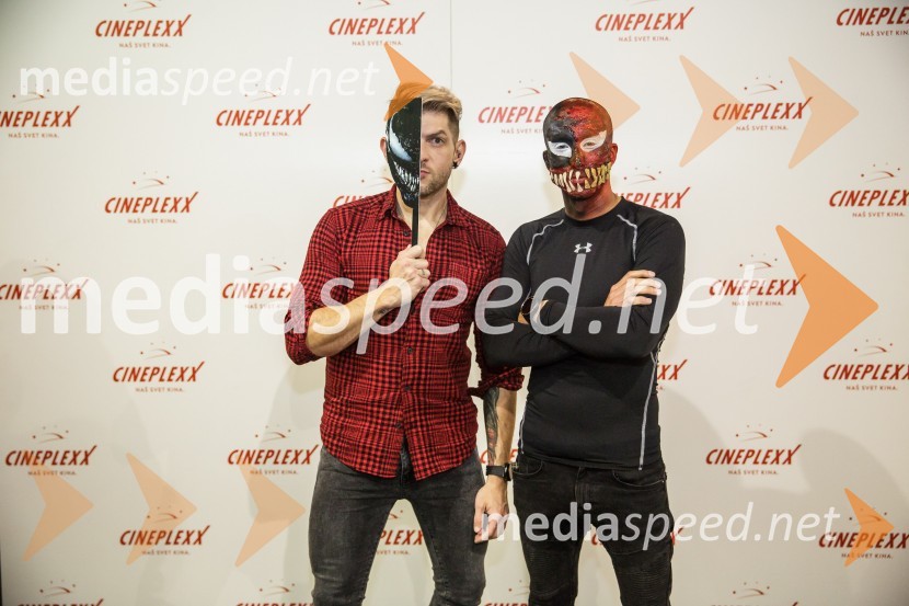  Klemen Bunderla, radijski voditelj, radio Aktual;  Filip Kržišnik, F&B AcrobaticsPremiera filma Venom 2, v Cineplexx Kranj