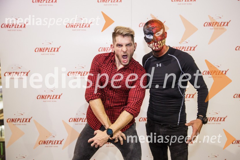  Klemen Bunderla, radijski voditelj, radio Aktual;  Filip Kržišnik, F&B AcrobaticsPremiera filma Venom 2, v Cineplexx Kranj