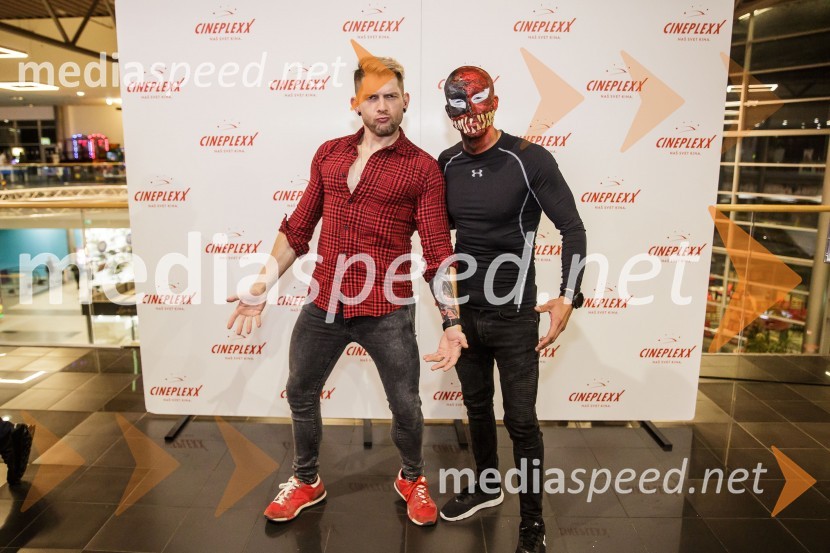  Klemen Bunderla, radijski voditelj, radio Aktual;  Filip Kržišnik, F&B AcrobaticsPremiera filma Venom 2, v Cineplexx Kranj