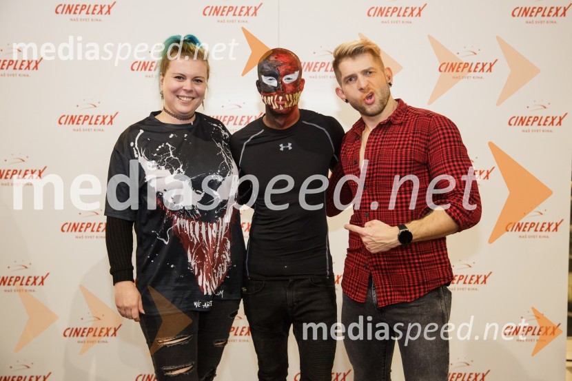  Tanja Divac, novinarka;  Filip Kržišnik, F&B Acrobatics;  Klemen Bunderla, radijski voditelj, radio AktualPremiera filma Venom 2, v Cineplexx Kranj