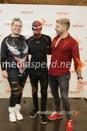  Tanja Divac, novinarka;  Filip Kržišnik, F&B Acrobatics;  Klemen Bunderla, radijski voditelj, radio AktualPremiera filma Venom 2, v Cineplexx Kranj