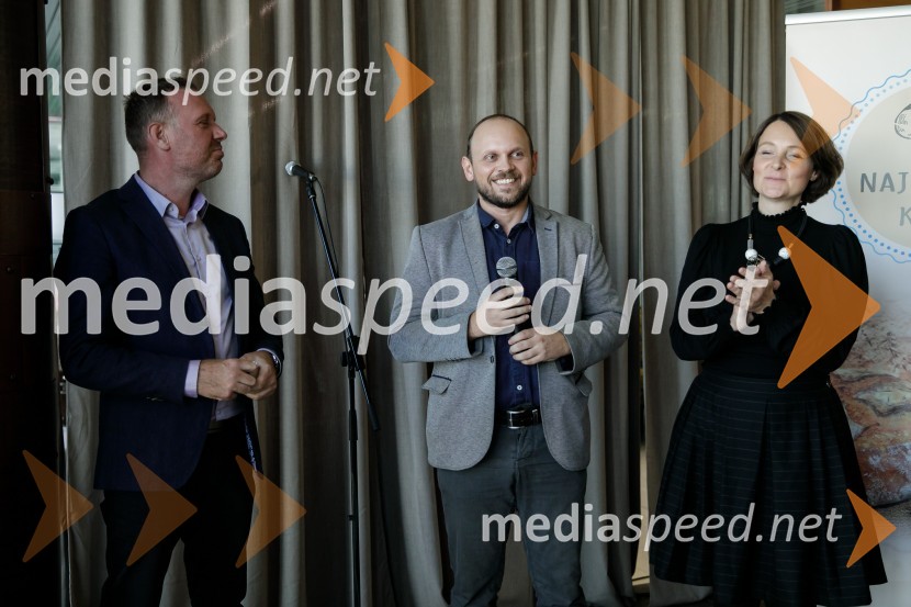  Marko Pulko, direktor, Lesaffre Slovenija;  Rok Cankar, produktni vodja, Žito;  Urška Petelin, izvršna urednica revije Dober tekNaj Fala kruh 2021