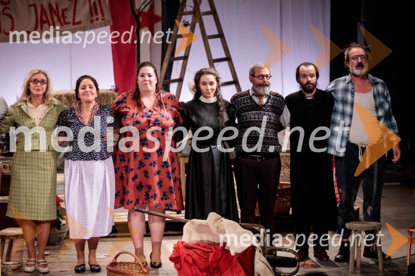  Helena Peršuh, igralka;  Marjuta  Slamič, igralka;  Ana Facchini, igralka;  Nataša Keser, igralka;  Željko Hrs, igralec;  Blaž Šef, igralec;  Blaž Valič, igralecJerebika, štrudelj, ples pa še kaj, premiera, Slovensko mladinsko gledališče