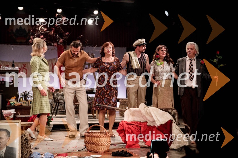  Helena Peršuh, igralka;  Matej Recer, igralec;  Damjana Černe, igralka;  Primož Bezjak, igralec;  Draga Potočnjak, igralka in pisateljica;  Iztok Mlakar, igralecJerebika, štrudelj, ples pa še kaj, premiera, Slovensko mladinsko gledališče