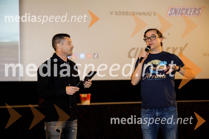  Klemen Bučan, radijski voditelj, stand-up komik, DJ;  Igor  Harb, prevajalec, filmski kritikPremiera filma Dune: Peščeni planet v Cineplexxu