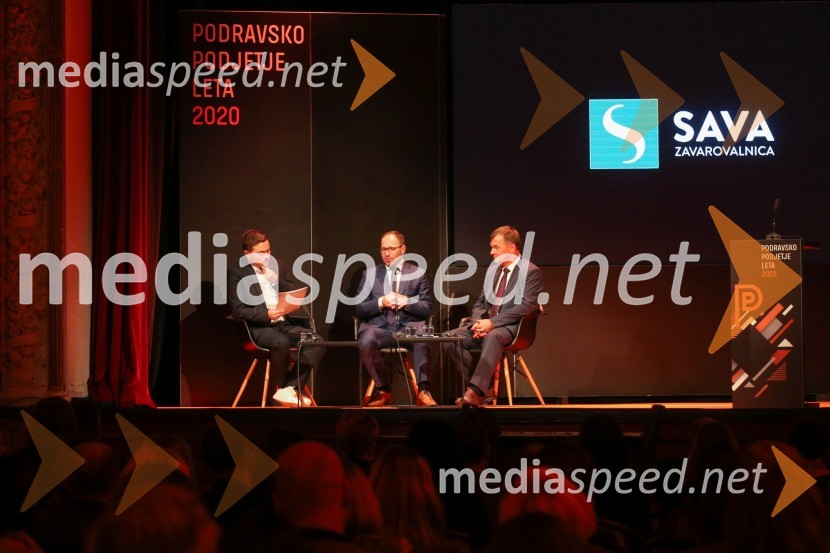  Matija Stepišnik, predsednik Društva slovenskih novinarjev, novinar in urednik;  Jernej Vrtovec, minister za infrastrukturo;  Andrej  Tumpej, direktor Dravskih elektrarn MariborLedinek Engineering je najboljše podjetje podravske regije leta 2020