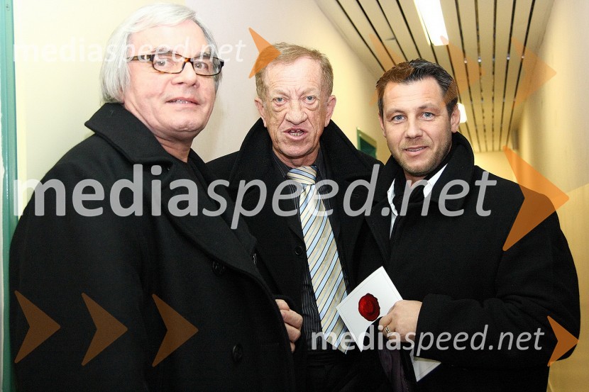 Lado Leskovar, pevec, Toni Gašperič, humorist in voditelj prireditve in Marko Vozelj, pevecPoglej me, dobrodelni koncert za nakup mamografa