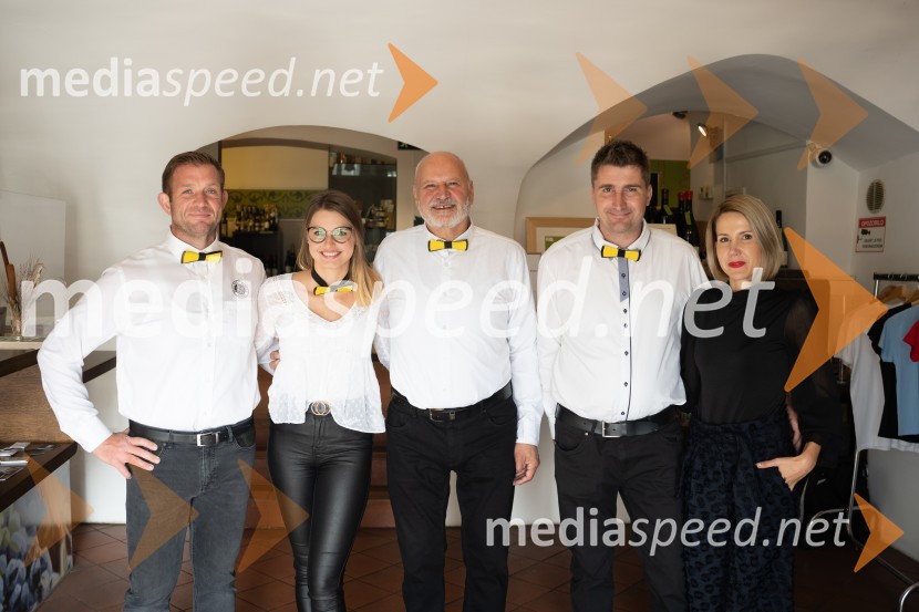  Gregor Tašner, Puklavec Family Wines;  Lucija Mukenauer, 19. svečinska vinska kraljica, vino Mukenauer;  Jurij Cvitanič, Vinogradništvo Cvitanič;  Sandi  Fleisinger, Kmetija Fleisinger;  Natalija Cvetko, vodja projektov, MediaspeedPubec 2021, novinarska konferenca