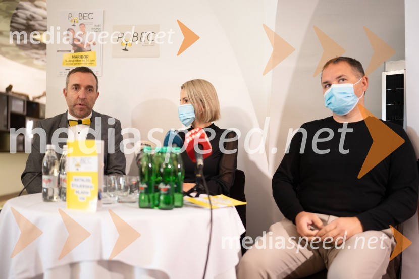  Borut  Cvetko, kreativni direktor, Mediaspeed;  Natalija Cvetko, vodja projektov, Mediaspeed;  Jure Struc, direktor Zavoda za turizem MariborPubec 2021, novinarska konferenca