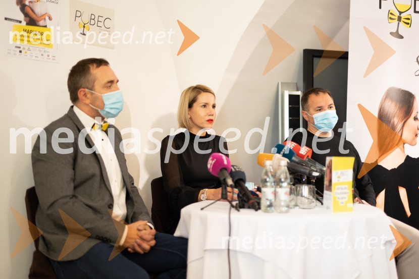  Borut  Cvetko, kreativni direktor, Mediaspeed;  Natalija Cvetko, vodja projektov, Mediaspeed;  Jure Struc, direktor Zavoda za turizem MariborPubec 2021, novinarska konferenca