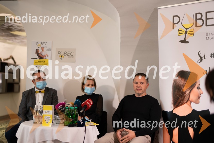  Borut  Cvetko, kreativni direktor, Mediaspeed;  Natalija Cvetko, vodja projektov, Mediaspeed;  Jure Struc, direktor Zavoda za turizem MariborPubec 2021, novinarska konferenca