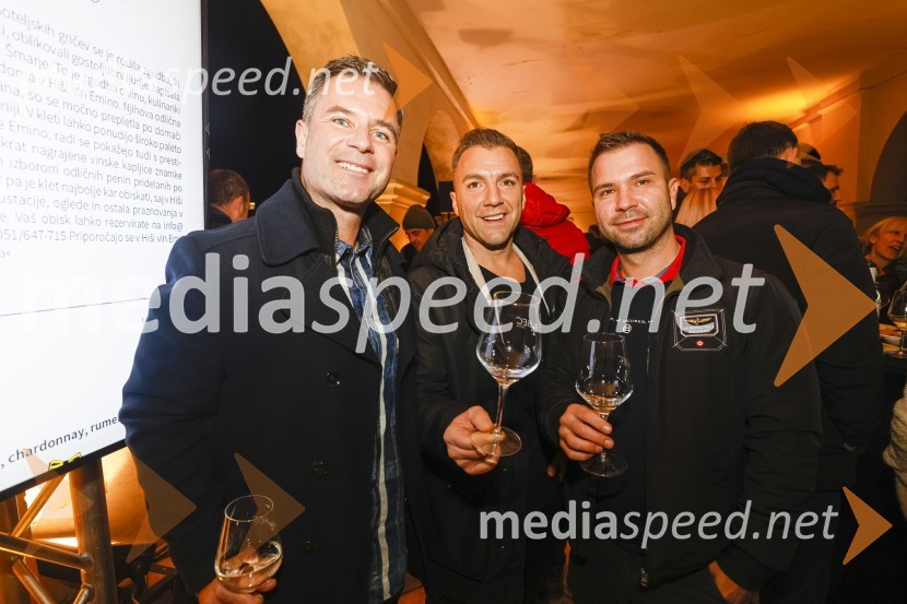  Tadej Mežnar, direktor Športnih objektov Maribor;  Mišo Stevanović, svetnik MOM, gostinec; mag. Miran  Križančič, dr. med. Klinika Revive6. Salon štajerskih mladih vin Pubec 2021