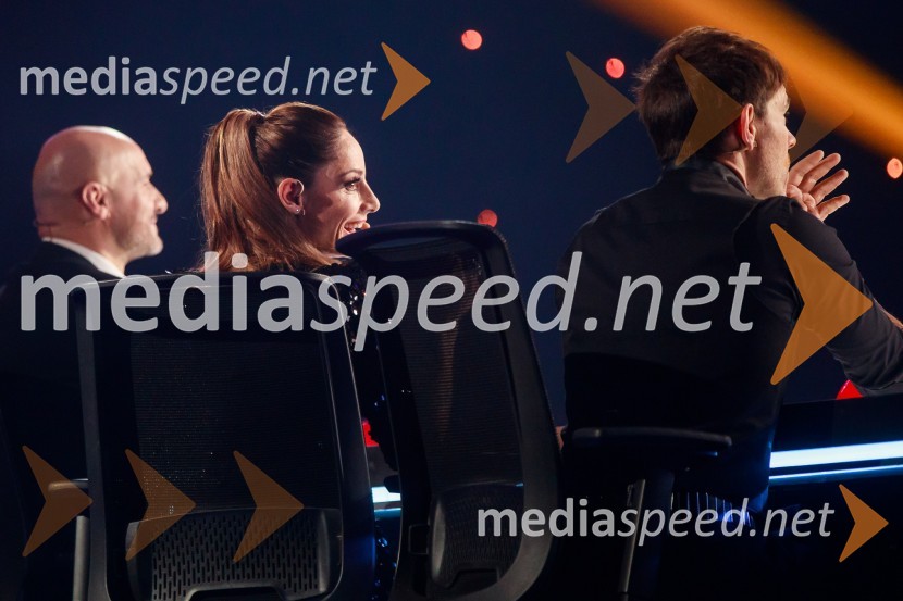  Branko Čakarmiš,  programski direktor, Pro Plus;  Ana Klašnja, balerina;  Lado Bizovičar, igralecSlovenija ima talent 2021, prva polfinalna oddaja