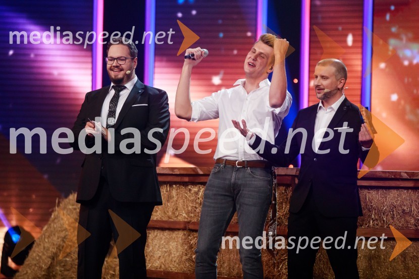  Sašo Stare, stand up komik, voditelj;  Til Čeh, pevec;  Aleš Novak, stand-up komikSlovenija ima talent 2021, prva polfinalna oddaja