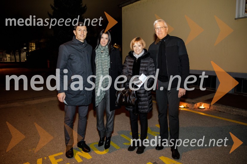  Vlado Ilievski ;  Anja Vilfan Ilievski;  Valerija Vilfan;  Peter Vilfan, poslanec, nekdanji košarkarŽenska, 50. premiera Špas teatra