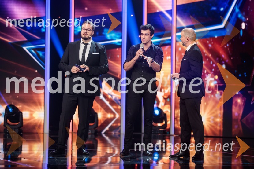  Sašo Stare, stand up komik, voditelj;  Marko  Stanković, glasbenik;  Aleš Novak, stand-up komikSlovenija ima talent 2021, druga polfinalna oddaja