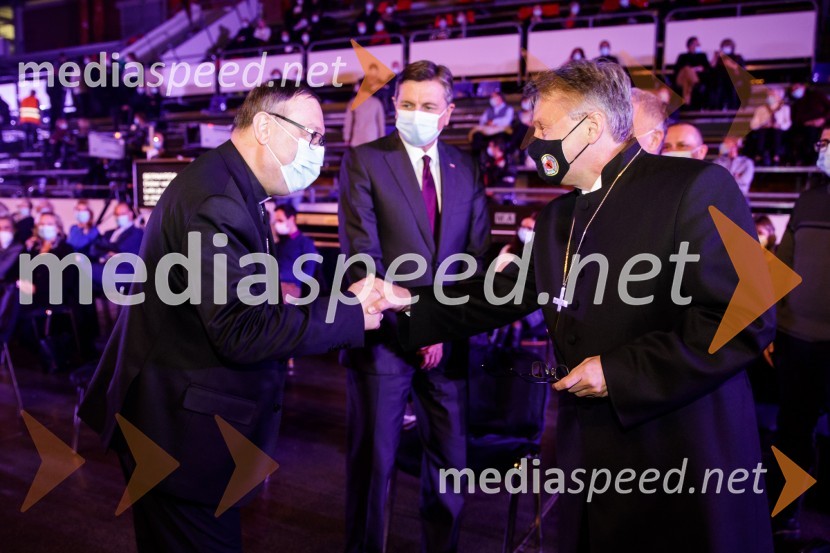 mag. Alojzij Cvikl, predsednik Slovenske karitas;  Borut Pahor, predsednik Republike Slovenije;  ... Klic dobrote 2021, dobrodelni koncert