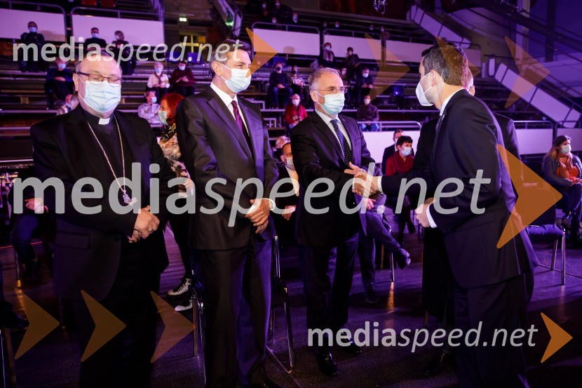 mag. Alojzij Cvikl, predsednik Slovenske karitas;  Borut Pahor, predsednik Republike Slovenije;  Aleš Hojs, Minister za notranje zadeve;  Matej Tonin, podpredsednik vlade in minister za obramboKlic dobrote 2021, dobrodelni koncert
