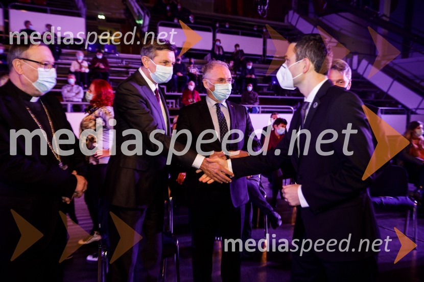 mag. Alojzij Cvikl, predsednik Slovenske karitas;  Borut Pahor, predsednik Republike Slovenije;  Aleš Hojs, Minister za notranje zadeve;  Matej Tonin, podpredsednik vlade in minister za obramboKlic dobrote 2021, dobrodelni koncert