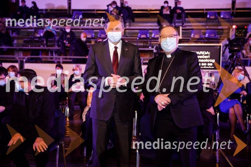  Borut Pahor, predsednik Republike Slovenije; mag. Alojzij Cvikl, predsednik Slovenske karitasKlic dobrote 2021, dobrodelni koncert