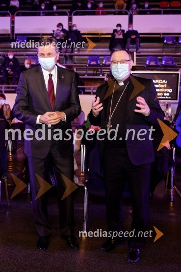  Borut Pahor, predsednik Republike Slovenije; mag. Alojzij Cvikl, predsednik Slovenske karitasKlic dobrote 2021, dobrodelni koncert