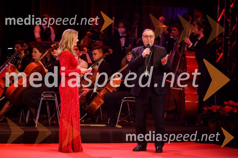  Bernarda Žarn, voditeljica; mag. Alojzij Cvikl, predsednik Slovenske karitasKlic dobrote 2021, dobrodelni koncert