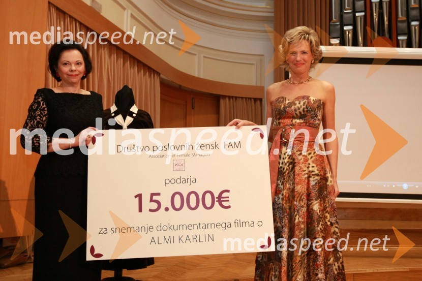 Barbara Miklič Türk, soproga predsednika RS in Aleša Kandus, predsednica uprave podjetja Medex in predsednica Društva poslovnih žensk FAMDobrodelni koncert Društva poslovnih žensk FAM za film o Almi Karlin