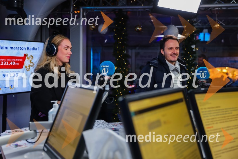  Melani Mekicar, radijska in televizijska voditeljica;  Blaž Švab, pevec, skupina Modrijani28-urni dobrodelni maraton Radia 1
