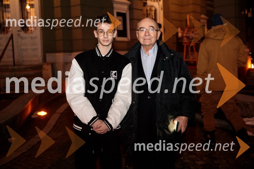 Mitja Rotovnik z vnukomJacques in njegov gospodar, premiera drame