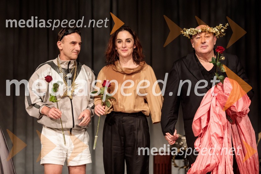  Robert Prebil, igralec;  Daša Doberšek, igralka;  Ivan Godnič, igralecPojedina pri Trimalhionu, premiera drame