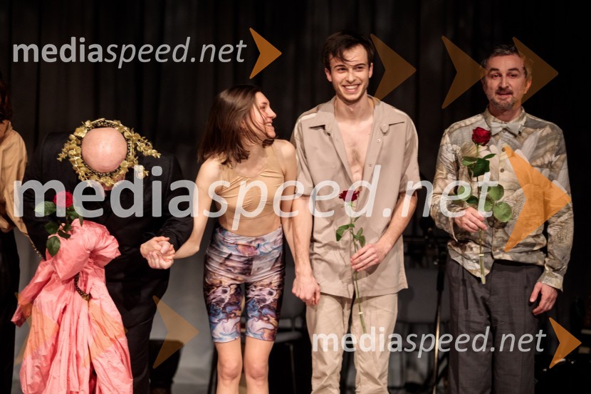  Ivan Godnič, igralec;  Anja Novak, igralka;  Klemen Kovačič, AGRFT ;  Ivan Peternelj, igralecPojedina pri Trimalhionu, premiera drame