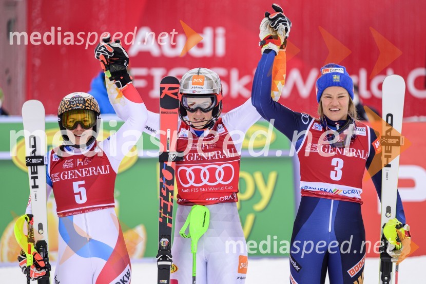  Wendy Holdener, smučarka (Švica);  Petra Vlhova, smučarka (Slovaška);  Anna Swenn Larsson, smučarka58. Zlata lisica, na slalomu v Kranjski gori slavila Petra Vlhova