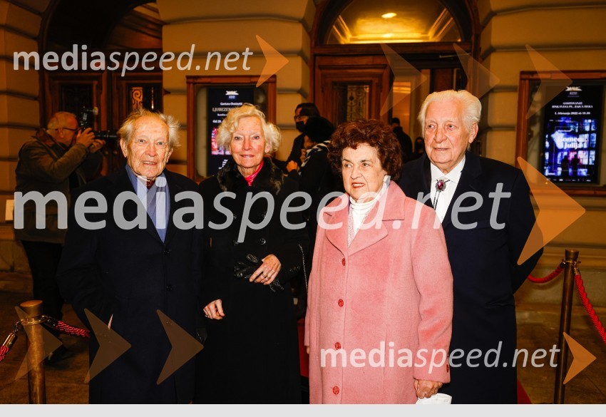 dr. Henrik Neubauer, dirigent, režiser;  Jasna Neubauer, prevajalka;  Majda Mihelčič;  Pavel Mihelčič, skladateljLjubezenski napoj, premiera opere